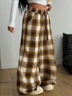 Women'S Casual Plaid Loose Long Pants, Comfortable and Stylish, Perfect for Daily Wear, Ladies' Fashion Bottoms
