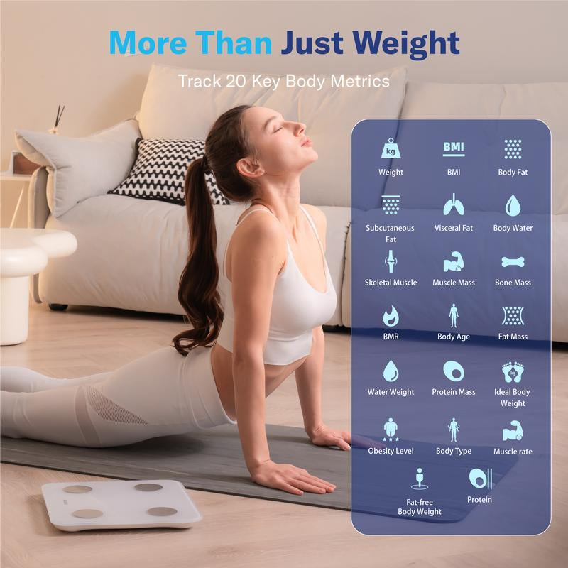 Alcedo Smart Scale for Body Weight, 7-Color Glowing Bluetooth Digital Bathroom Scale for BMI and Body Fat, Body Composition Monitor with Smartphone App