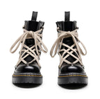 High-Top Lace-Up Boots Street Punk Crisscross Laces Chunky Sole All Seasons Fashionable and Durable
