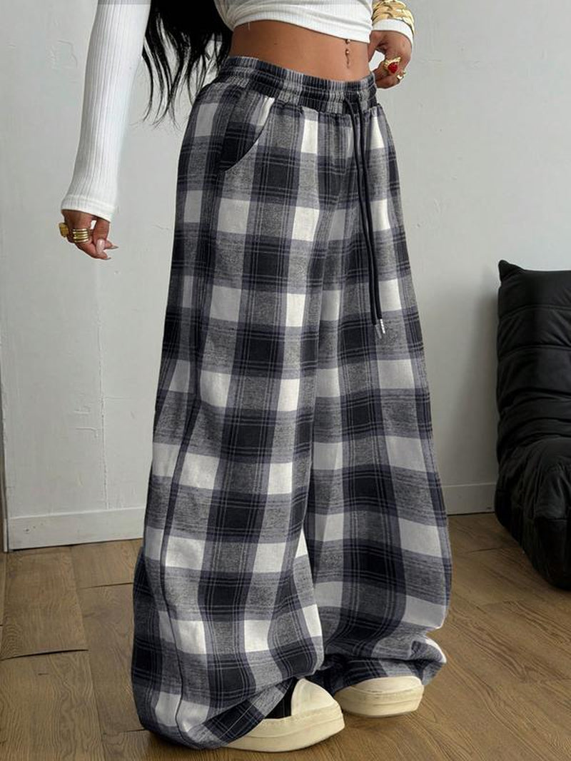 Women'S Casual Plaid Loose Long Pants, Comfortable and Stylish, Perfect for Daily Wear, Ladies' Fashion Bottoms