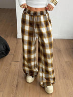 Women'S Casual Plaid Loose Long Pants, Comfortable and Stylish, Perfect for Daily Wear, Ladies' Fashion Bottoms