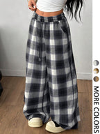 Women'S Casual Plaid Loose Long Pants, Comfortable and Stylish, Perfect for Daily Wear, Ladies' Fashion Bottoms