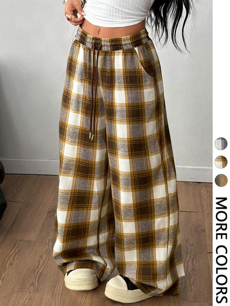 Women'S Casual Plaid Loose Long Pants, Comfortable and Stylish, Perfect for Daily Wear, Ladies' Fashion Bottoms