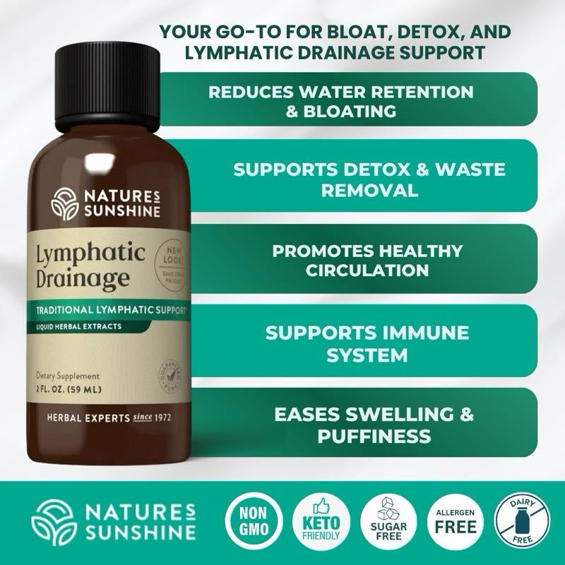 Nature'S Sunshine Lymphatic Drainage Supplement: Reduce Bloat, Reduce Puffiness, Detoxify, Support Lymph Flow, Aids in Recovery . Healthcare Natural Bloating Circulation Herbal Extracts