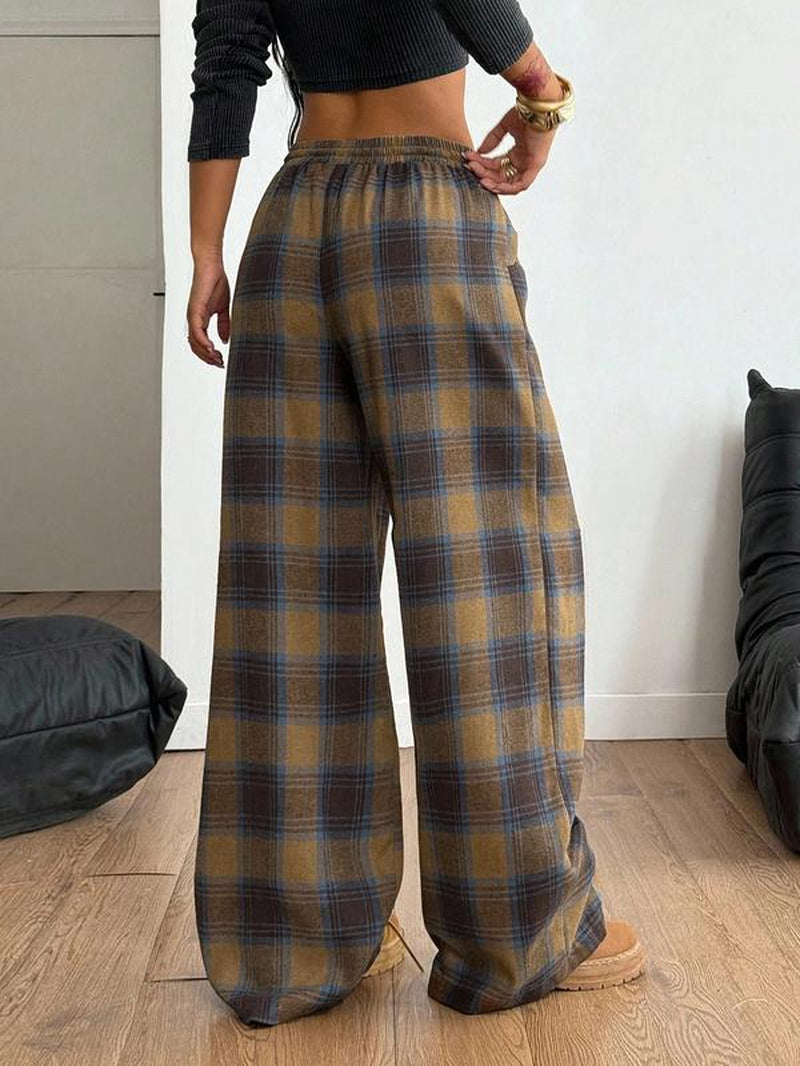 Women'S Casual Plaid Loose Long Pants, Comfortable and Stylish, Perfect for Daily Wear, Ladies' Fashion Bottoms
